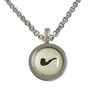 Bordered Smoking Pipe Unisex Necklace